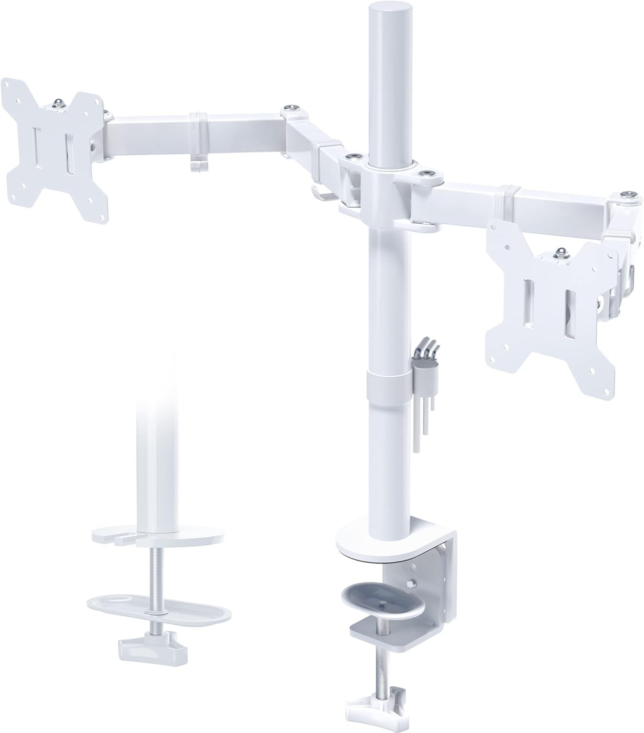 BONTEC Dual Monitor Desk Mount, Full Motion Adjustable Monitor Stand, White