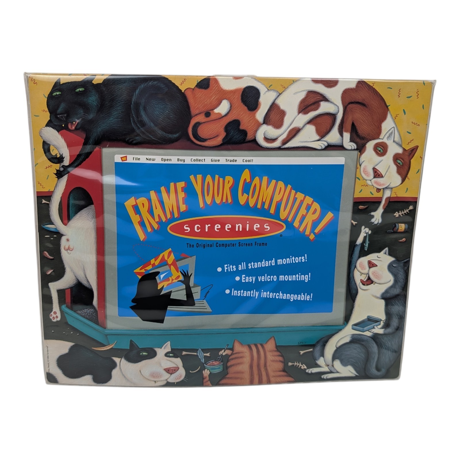 Screenies Cat Box Frame for Your Computer Monitor 13" VTG 1993 - NOS