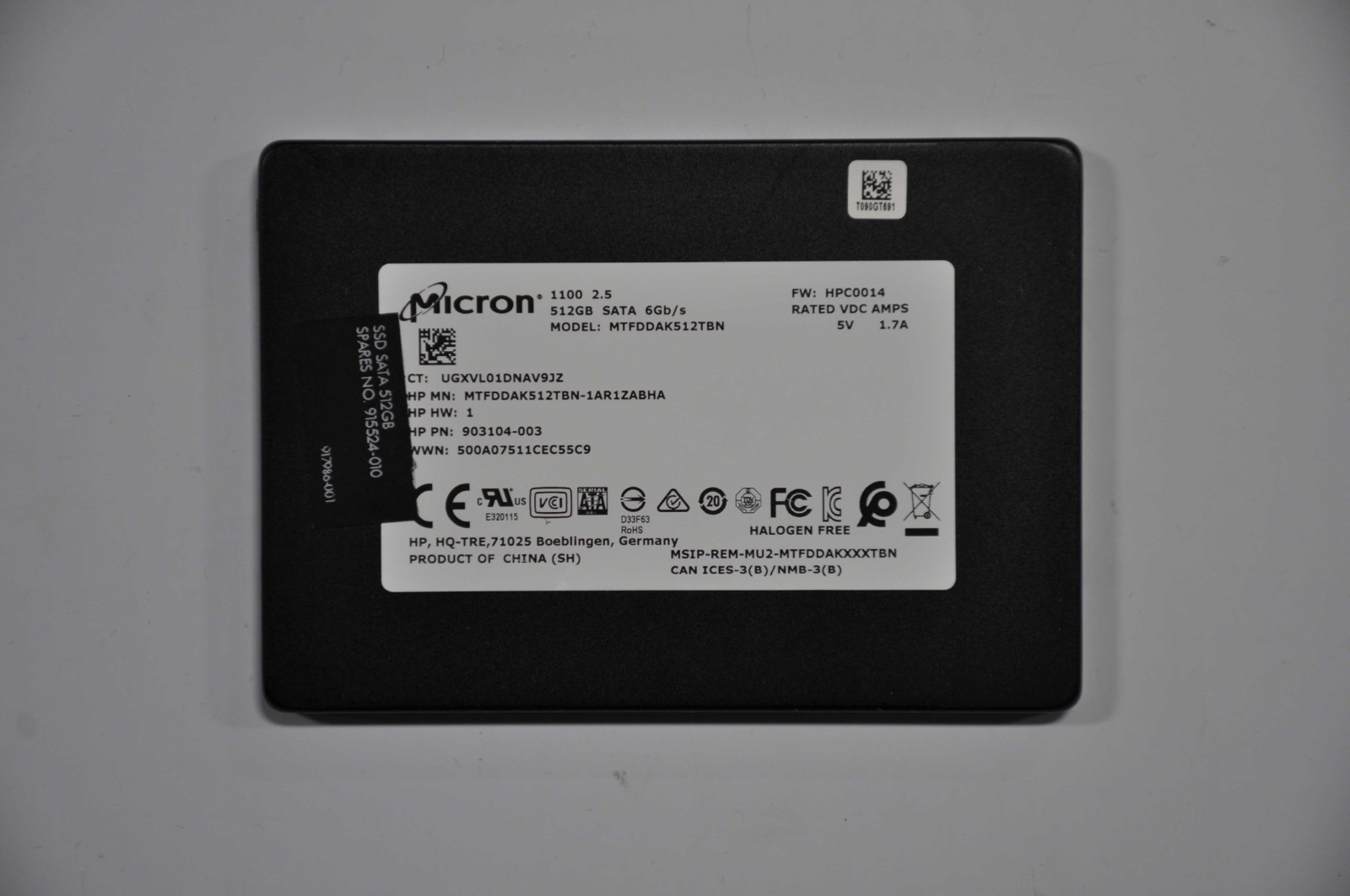 MICRON HP 256GB 2.5" 6G SATA SSD GRADE A MTFDDAK256TBN-1AR1ZABHA