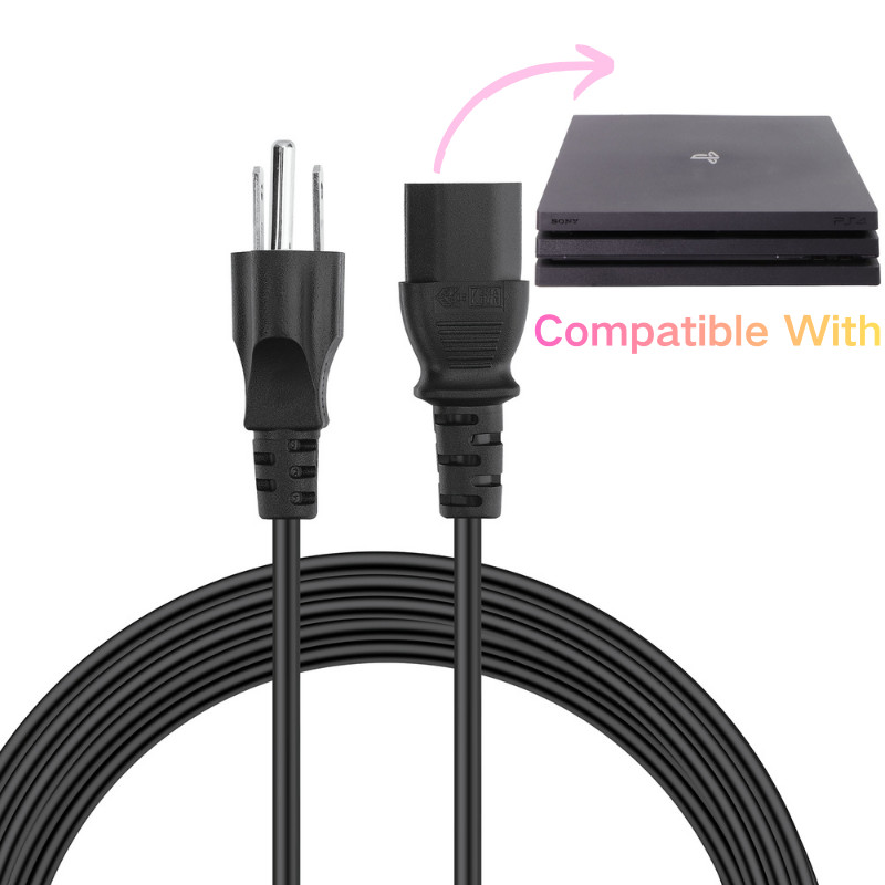 UL AC Power Cord Fit for Sony PS4 Pro older models CUH-7015 / CUH-7115