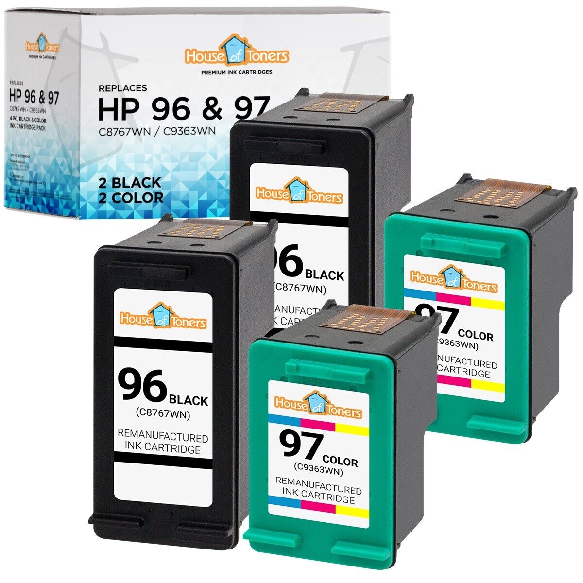 4PK for HP 96 HP 97 Ink For PhotoSmart 8750gp 8758 2610 2610v