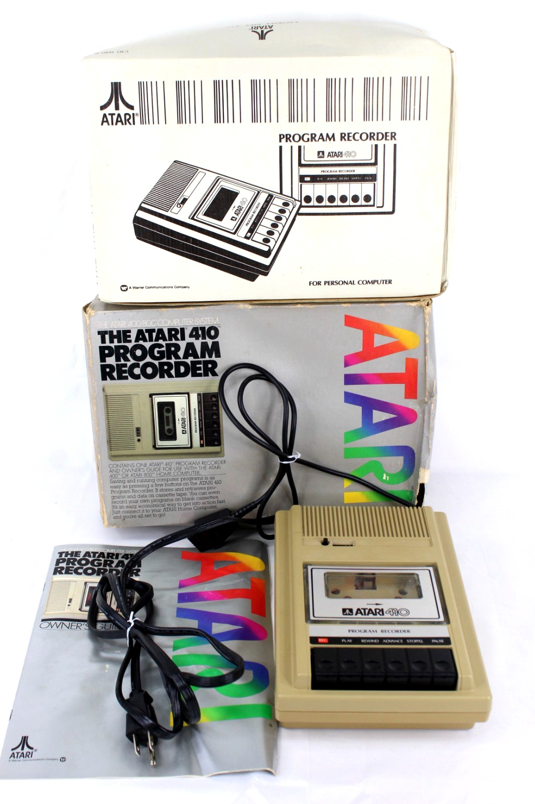 VTG Atari 410 Program Recorder with Box & Instructions ** Power On ** 400/800