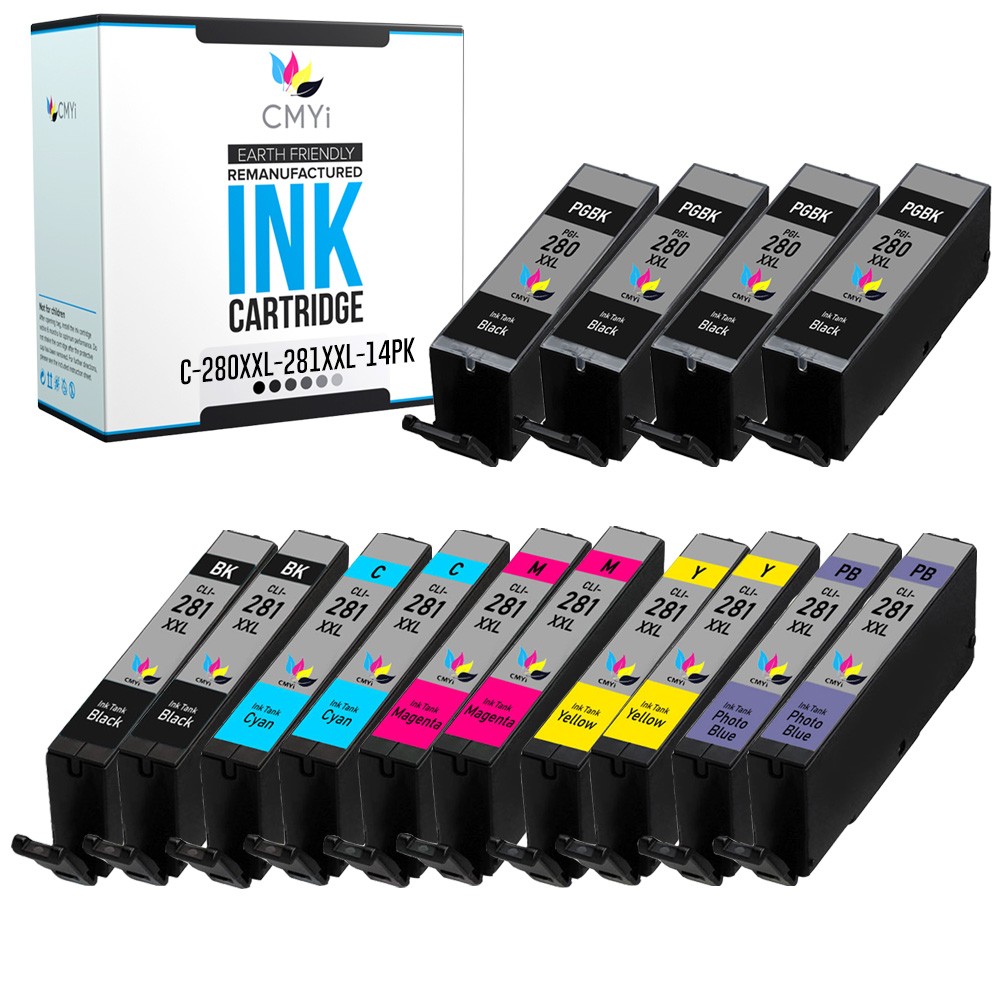 CMYi 14PK Compatible 280 281 XXL Ink for Canon PIXMA TS8120 TS8220 TS8320 TS9120