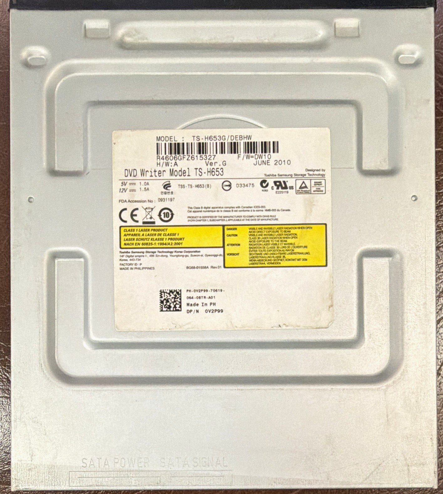 Toshiba Samsung TS-H653 SATA 5.25" Internal DVD Writer 16x Silver PC