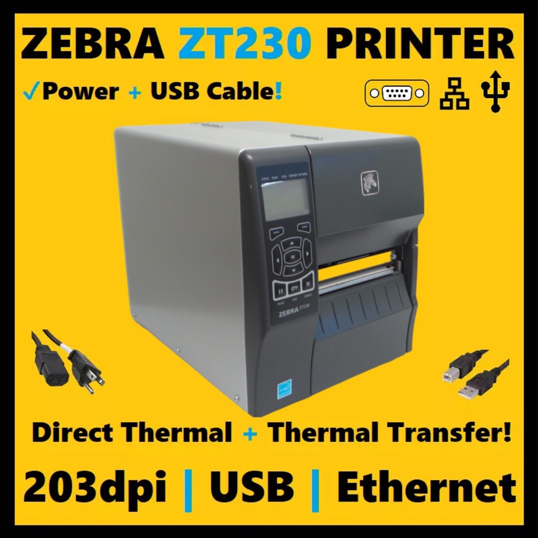 ✅Zebra ZT230 Thermal Transfer Label Printer 203dpi, USB/Ethernet, USA Seller🔥⭐