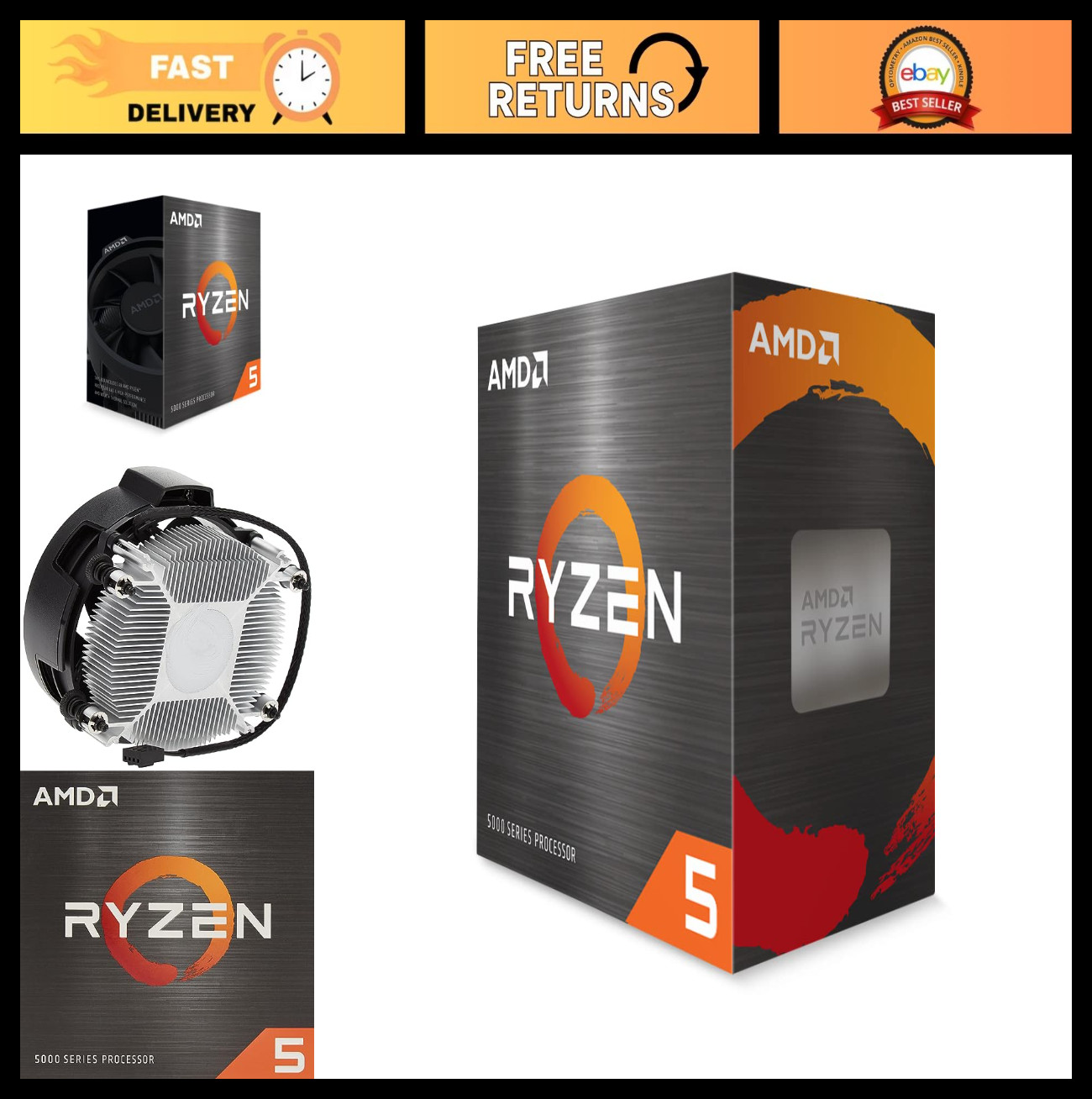 6-Core 12-Thread Unlocked Desktop Processor with Wraith Stealth Cooler - AMD Ryz