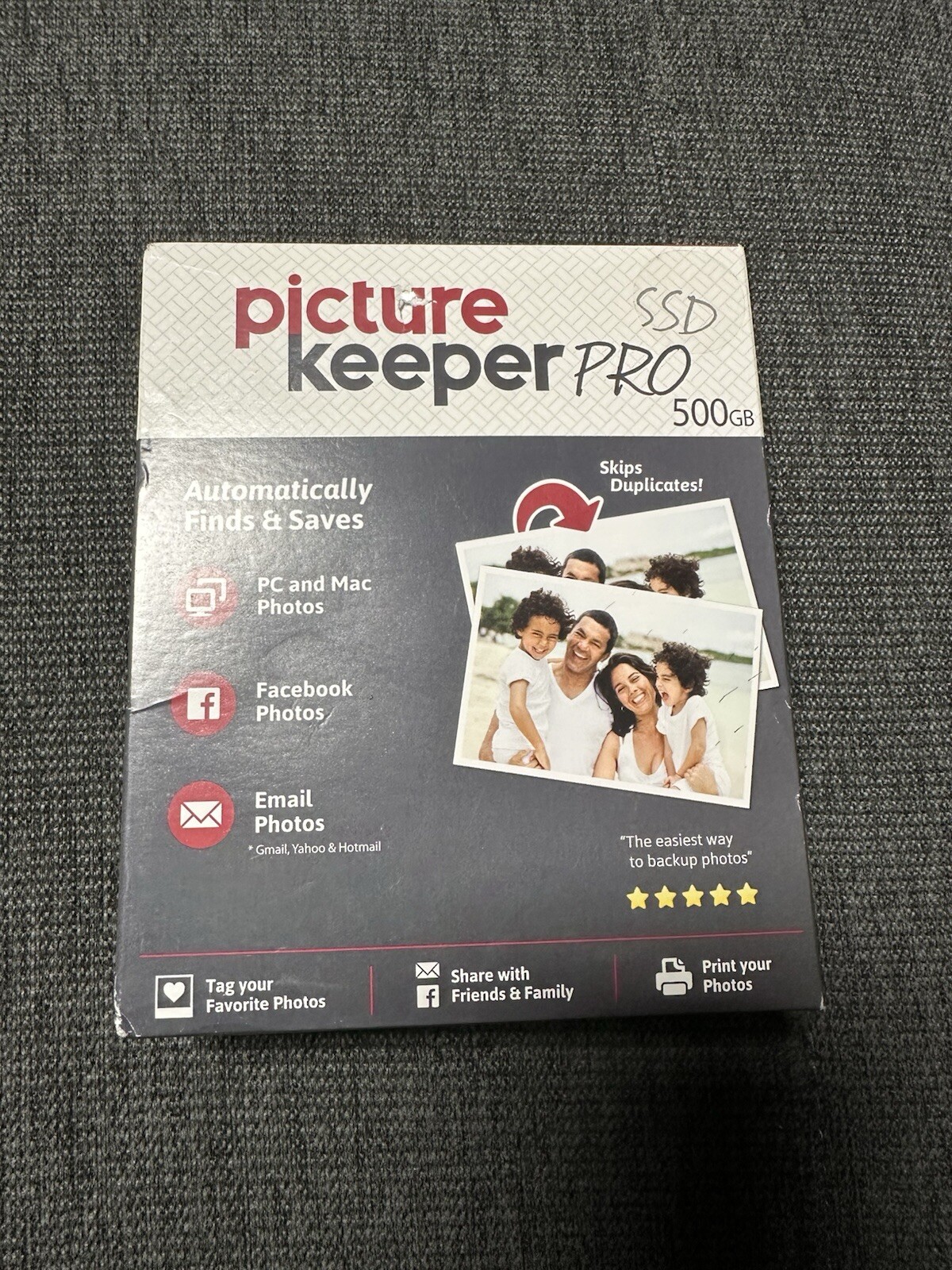 Picture Keeper Pro 500GB External USB Backup Storage Drive NEW Distressed Box