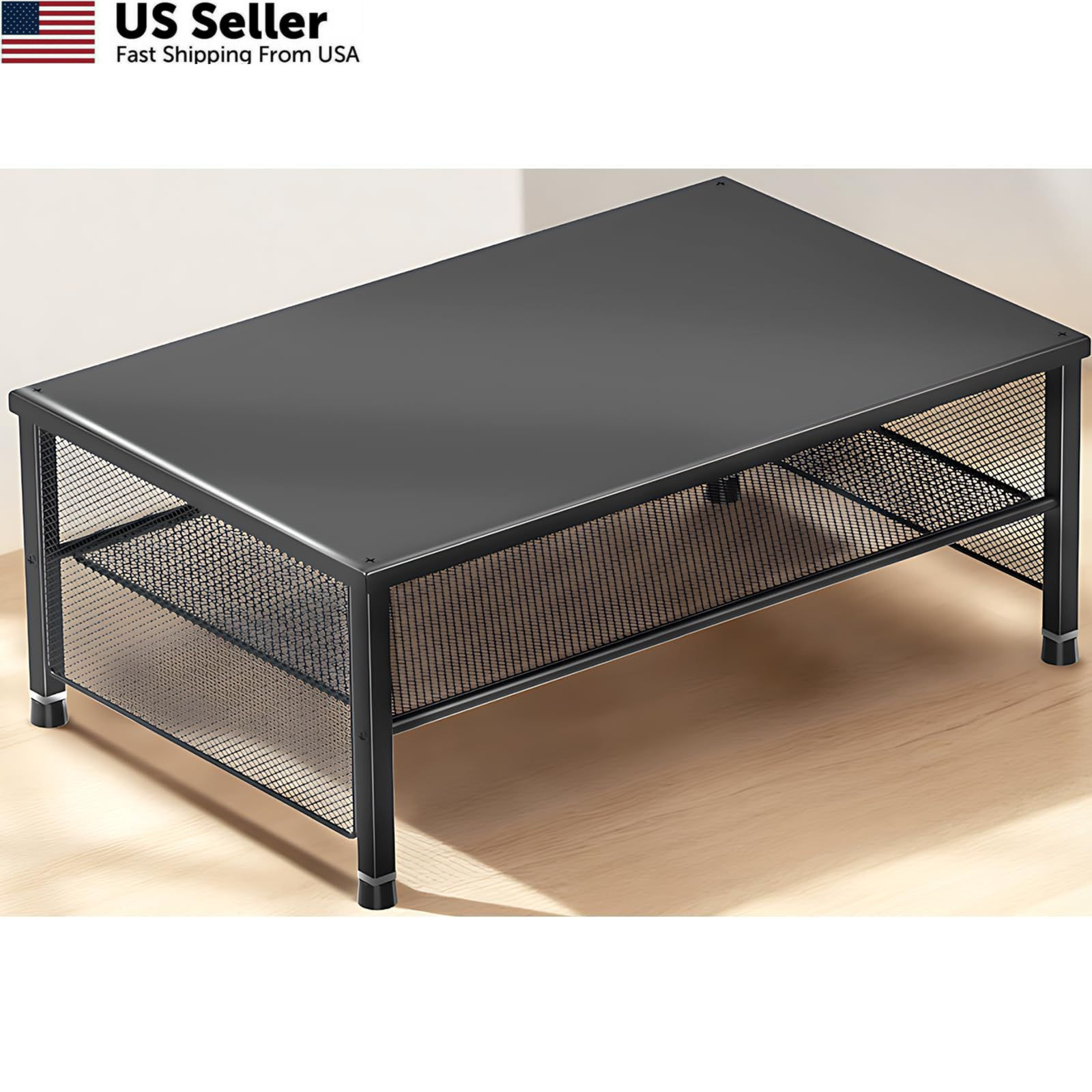 ECOLOVI 2-Tier Computer Monitor Stand Riser, Desk Organizer for 2-tier, Black