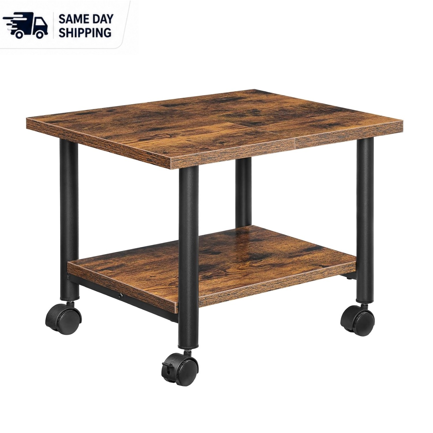 Heavy-Duty 2-Tier Under Desk Printer Cart with Wheels - Office Organizer