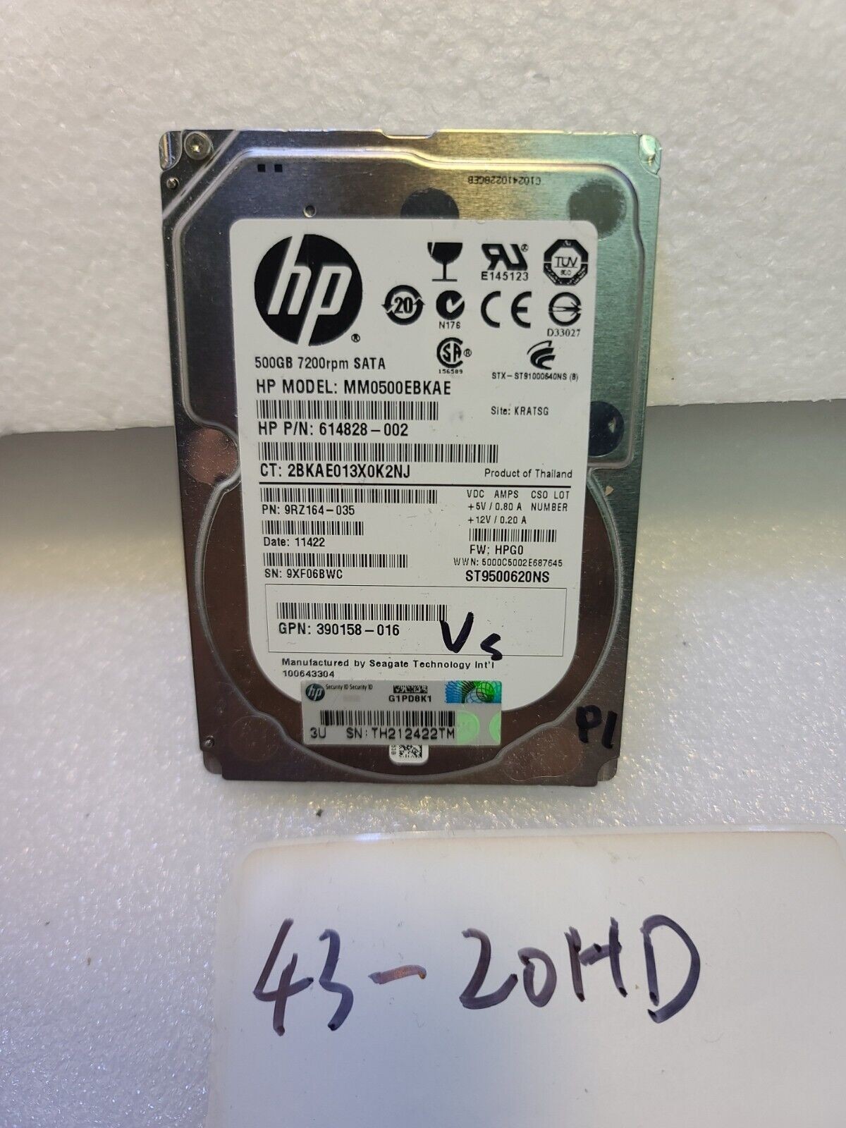 - HP MM0500EBKAE 500GB  2.5" 6Gbps 7.2K RPM SATA Hard Drive 614828-002 Tested 