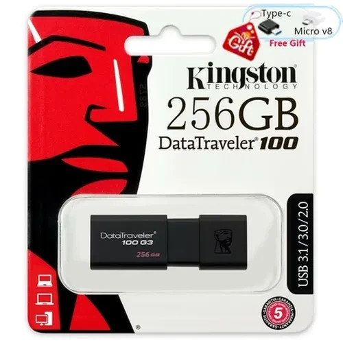 🔥HOT DEAL🔥 Kingston DataTraveler 100 G3 USB 3.1 Pendrive 256GB (10 PCS Bundle)