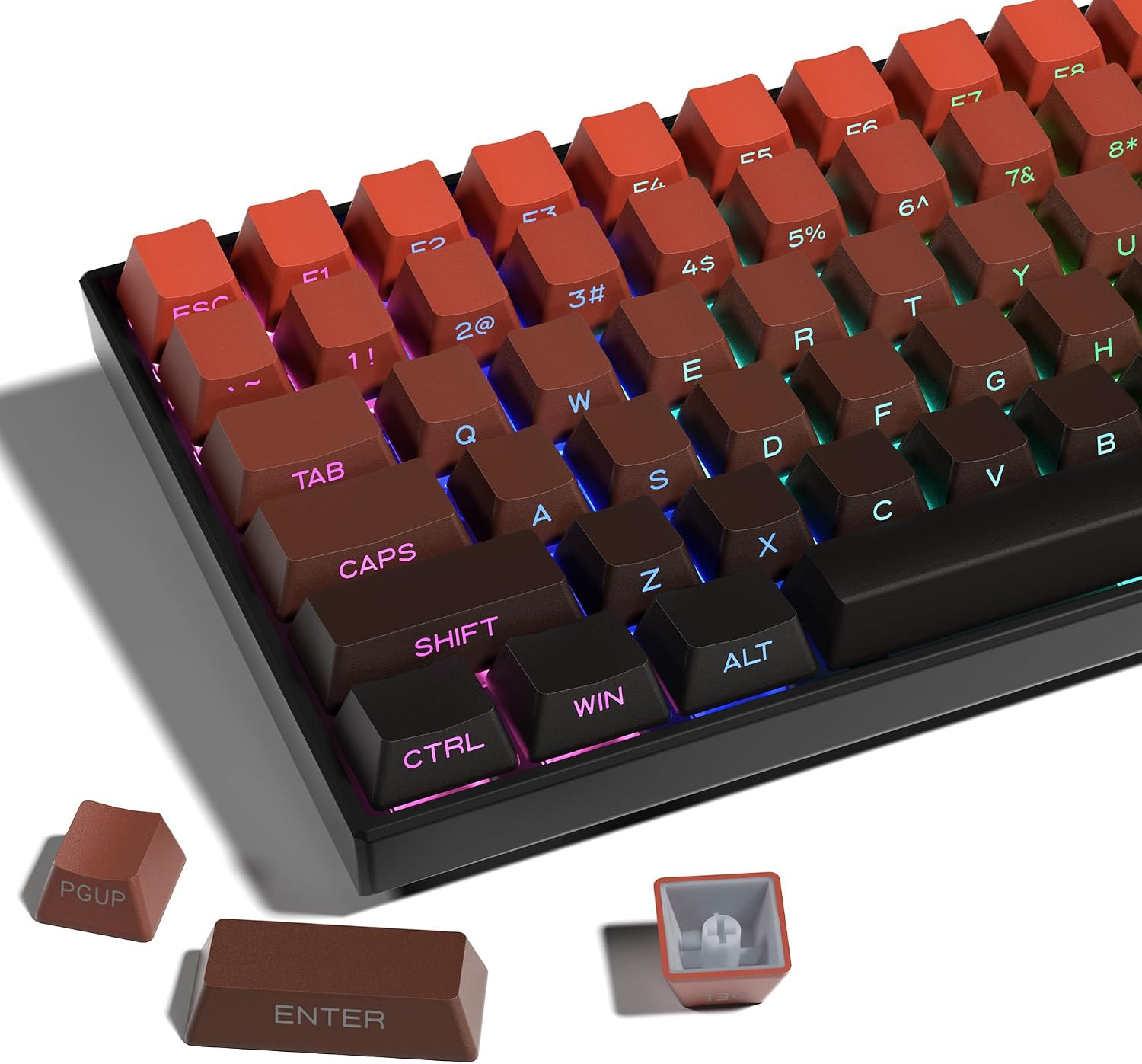 XVX Side Print Gradient Red Keycaps, Double Shot PBT Keycaps 60 65 75 100