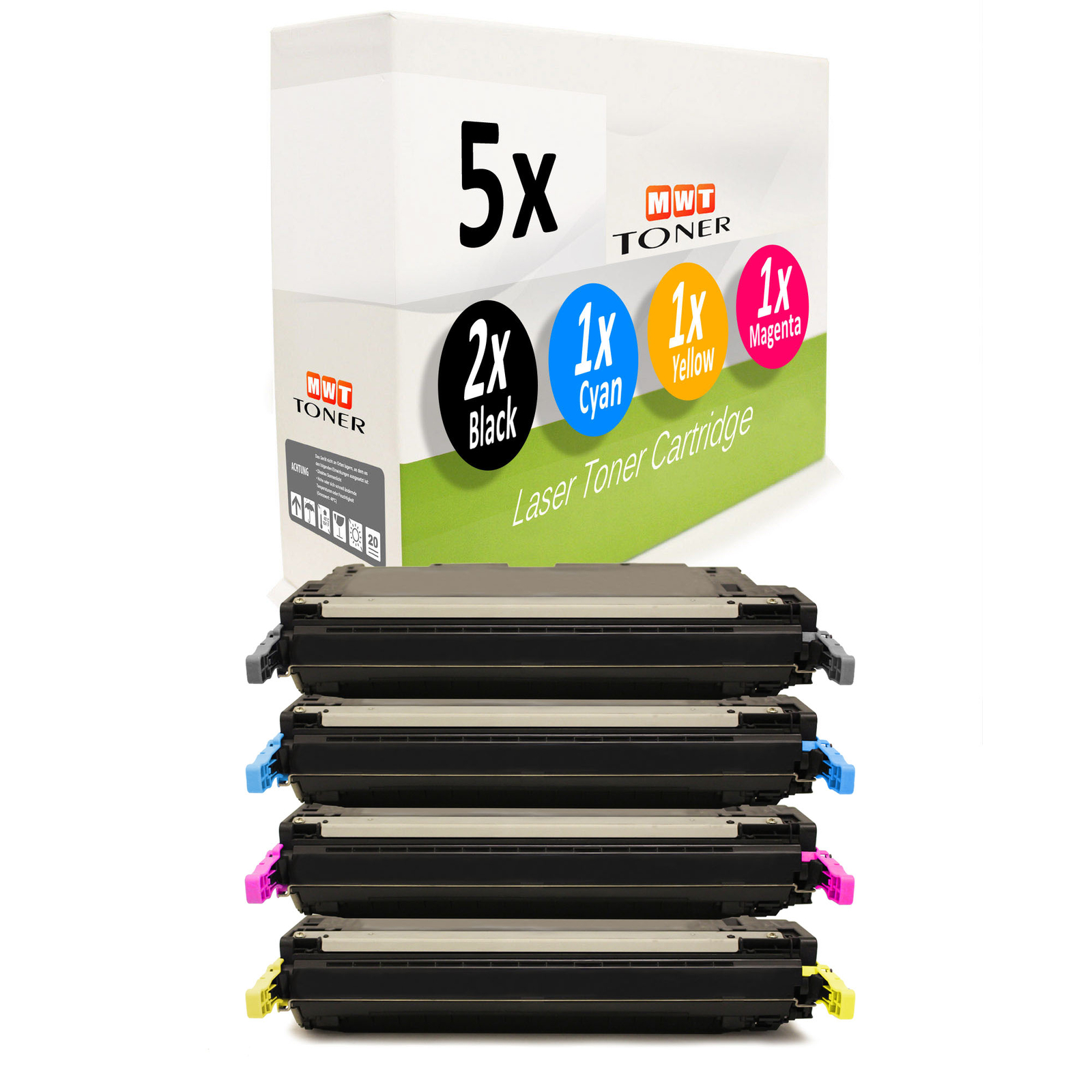 5x MWT Compatible Laser Toner Cartridge XL For HP C9720A-23A-641A, Color