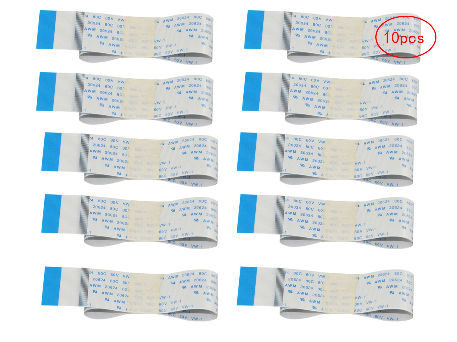 150mm 30Pin 0.8mm Pitch FFC FPC Flexible Flat Cable Same Side AWM 20624 80C 60V 