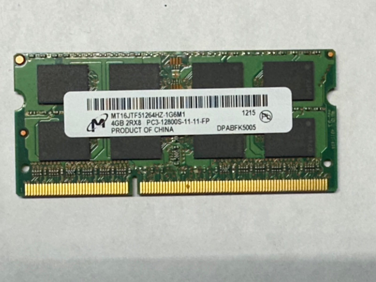 Micron 4GB 204Pin SO-DIMM DDR3LLaptop Memory Module (MT16KTF1G64HZ-1G6M1)