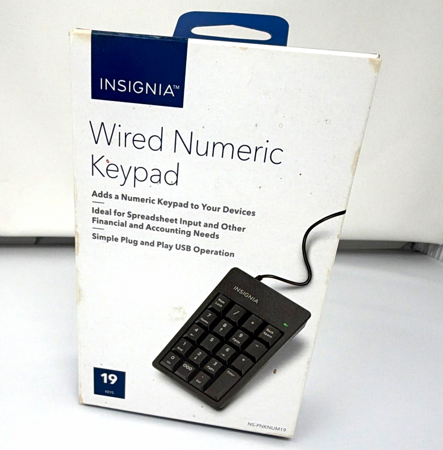 Insignia 19-Key Wired USB Plug & Play Numeric Keypad, Black NS-PNKNUM19