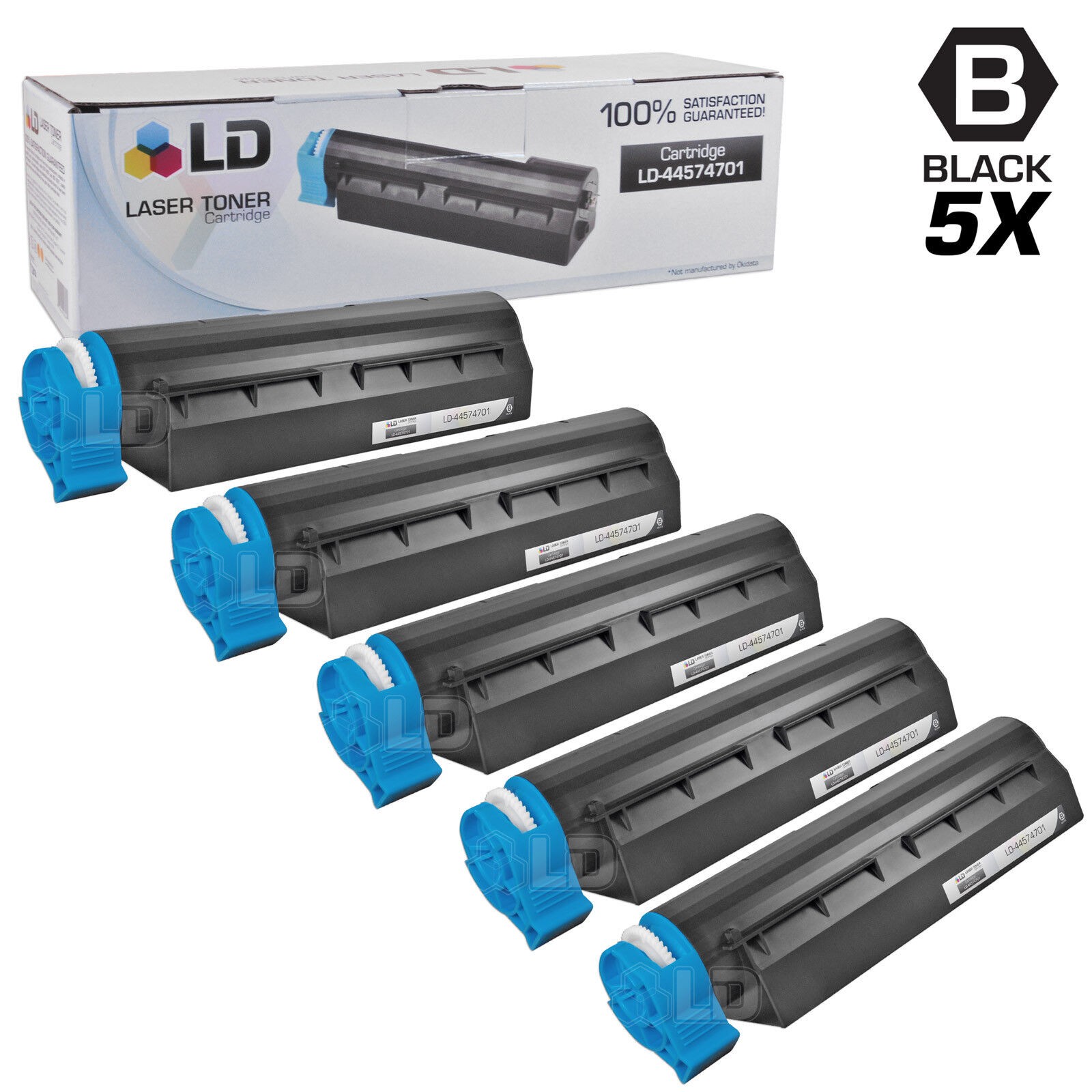 LD 44574701 Black Toner Cartridge Set of 5 for Okidata MB461 MB471 B411dn B431dn