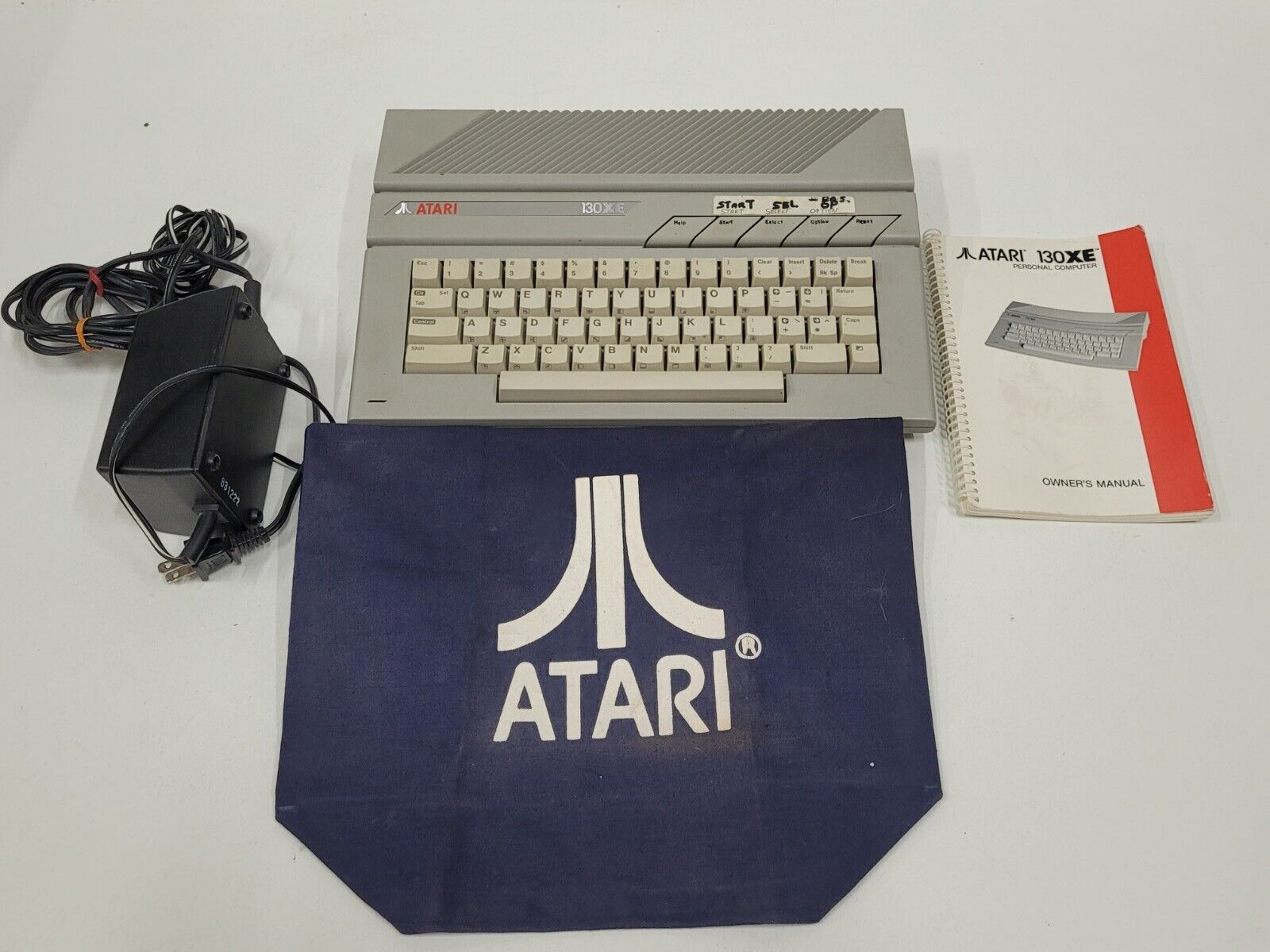130XE Atari Personal Computer NTSC w/ Power Supply, Manual and Rare Atari Cover