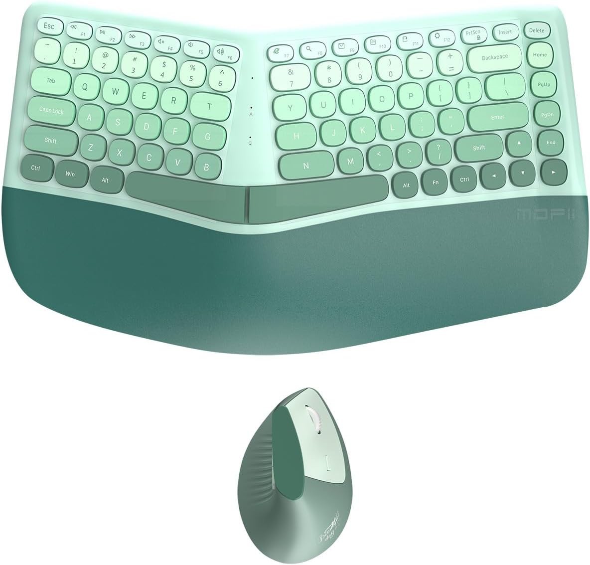 Ergonomic Wireless Keyboard and Mouse Combo with Wrist Rest, Curved Split Key...