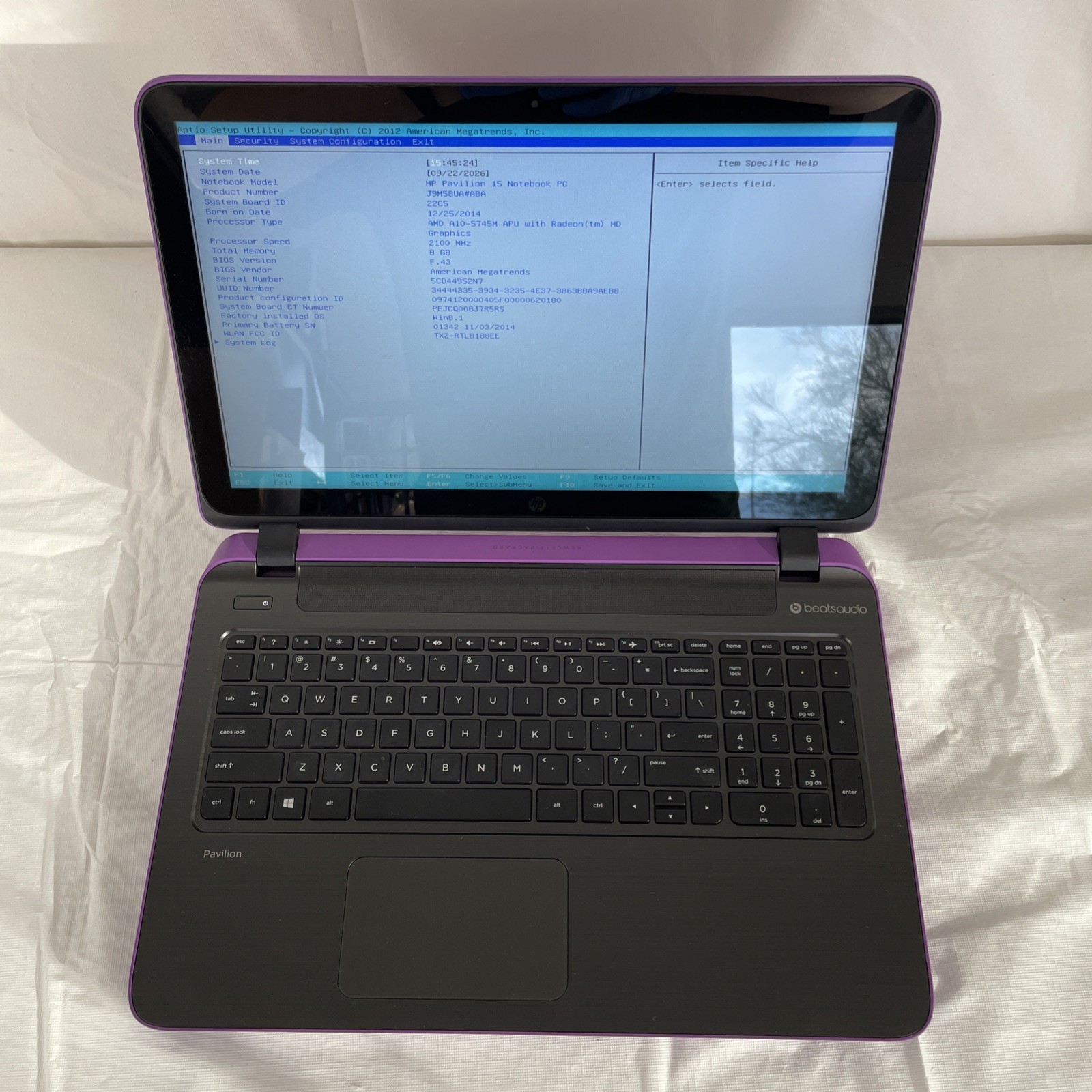 HP Pavilion 15 Notebook - 15" 15-p227NR - AMD A10-5745M - 8GB RAM | No OS/HDD