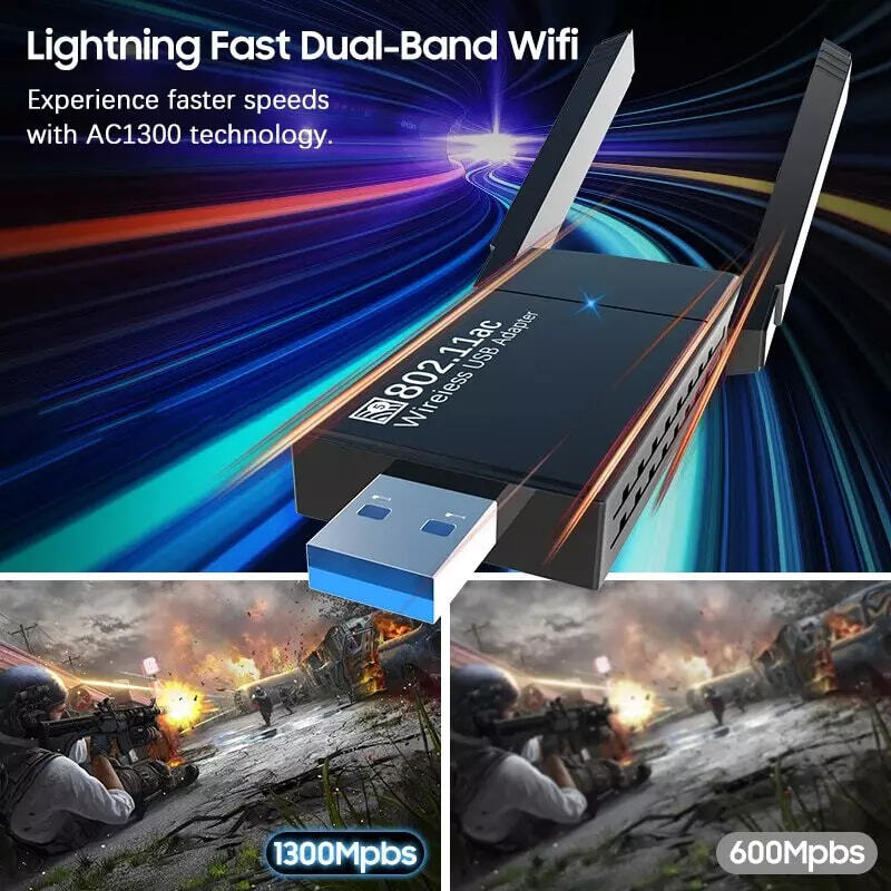 NEW USB 3.0 Wireless WIFI Adapter 1300Mbps Long Range Dongle Dual Band Network