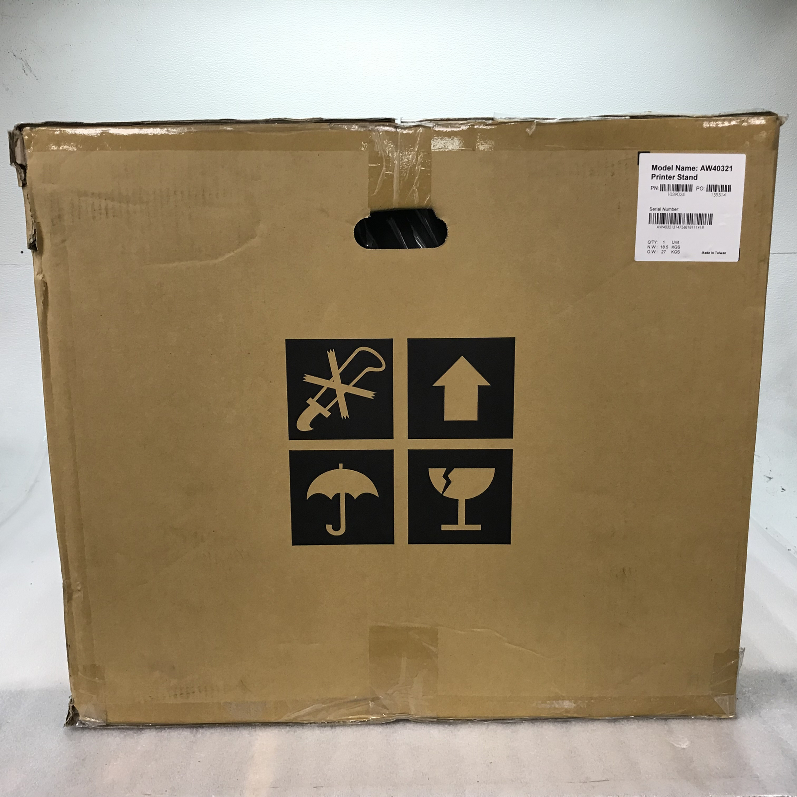 New Open Box Genuine OEM Sealed HP AW40321 Printer Stand PN: 1039024 PO: 159514