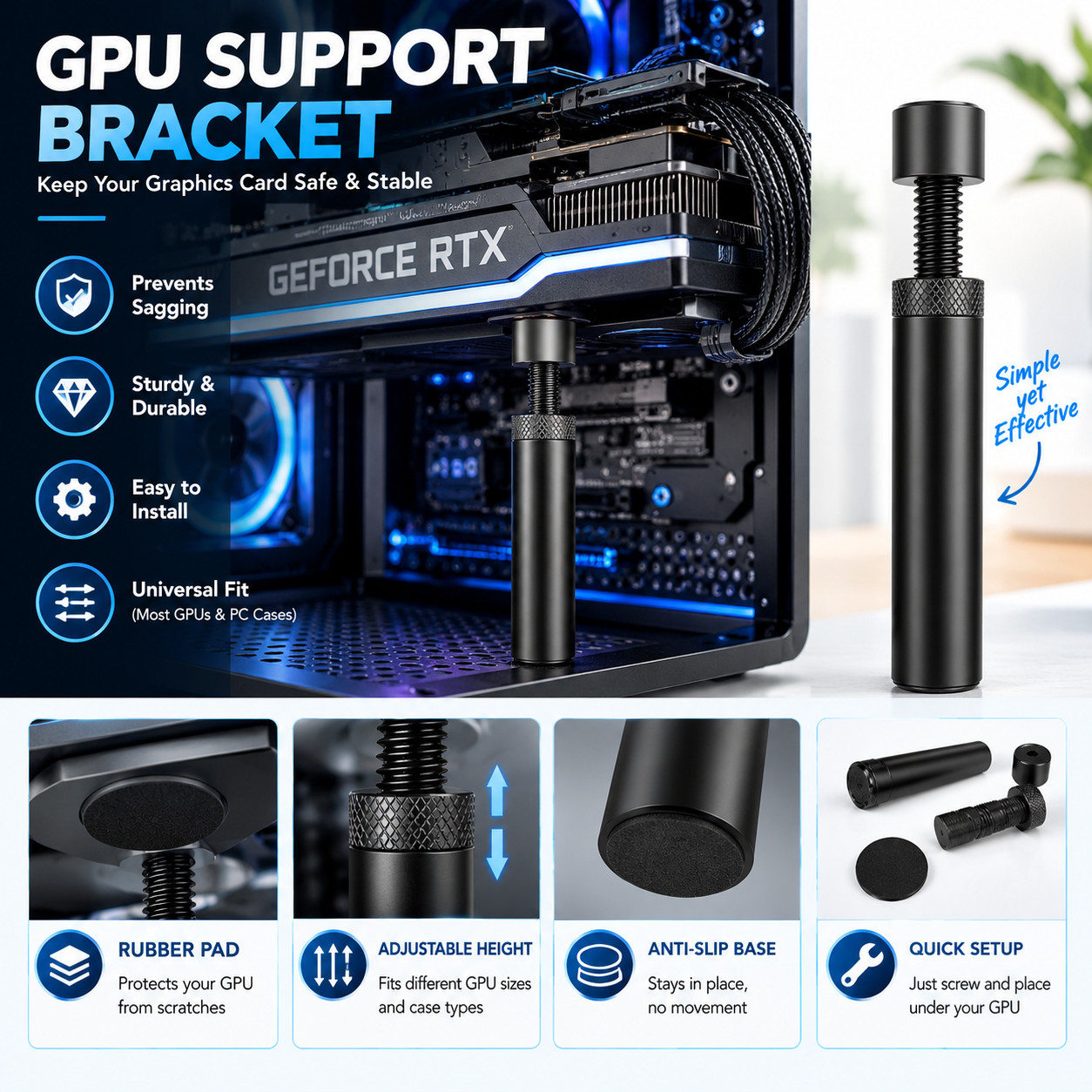 Graphics Card GPU Support Bracket Video Card Sag Holder Bracket GPU Holder Anti