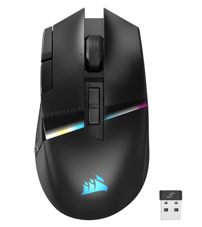 CORSAIR Darkstar Wireless Gaming Mouse, Backlit RGB LED, Optical, Black