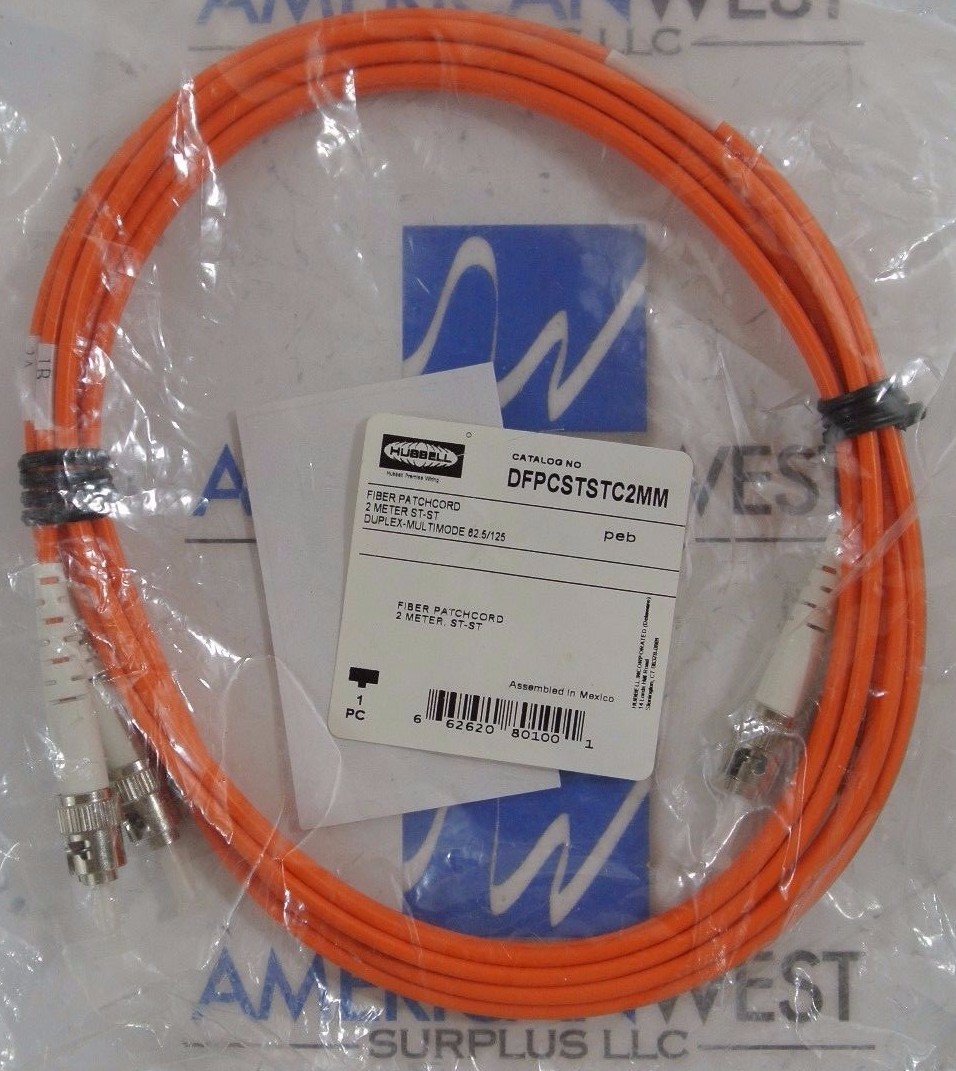 Hubbell DFPCSTSTC2MM Fiber Patch Cord ST-ST Duplex, Multimode 62.5/125 NEW