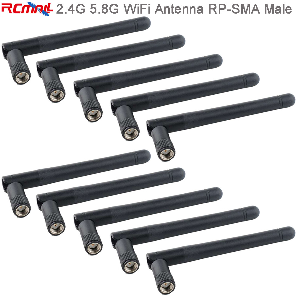 10pcs 2.4G 5.8G Dual Band High Gain 3dBi RP-SMA Male Wireless WiFi Antenna 110mm