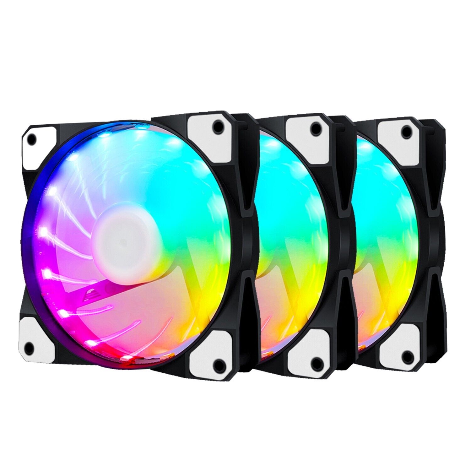 3-Pack 120mm RGB Quiet Computer Case PC Cooling Fan RGB LED