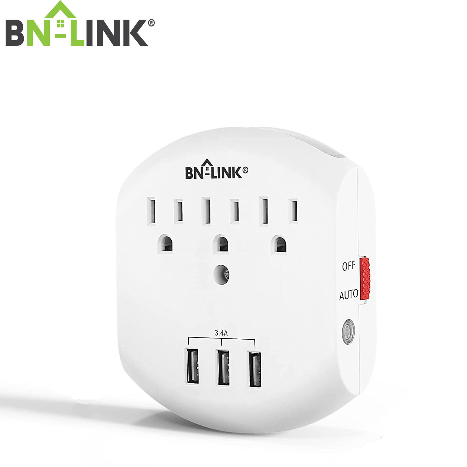 BN-LINK Multi Plug Outlet, USB Wall Charger with 3 Outlets, 3 USB Charging Ports