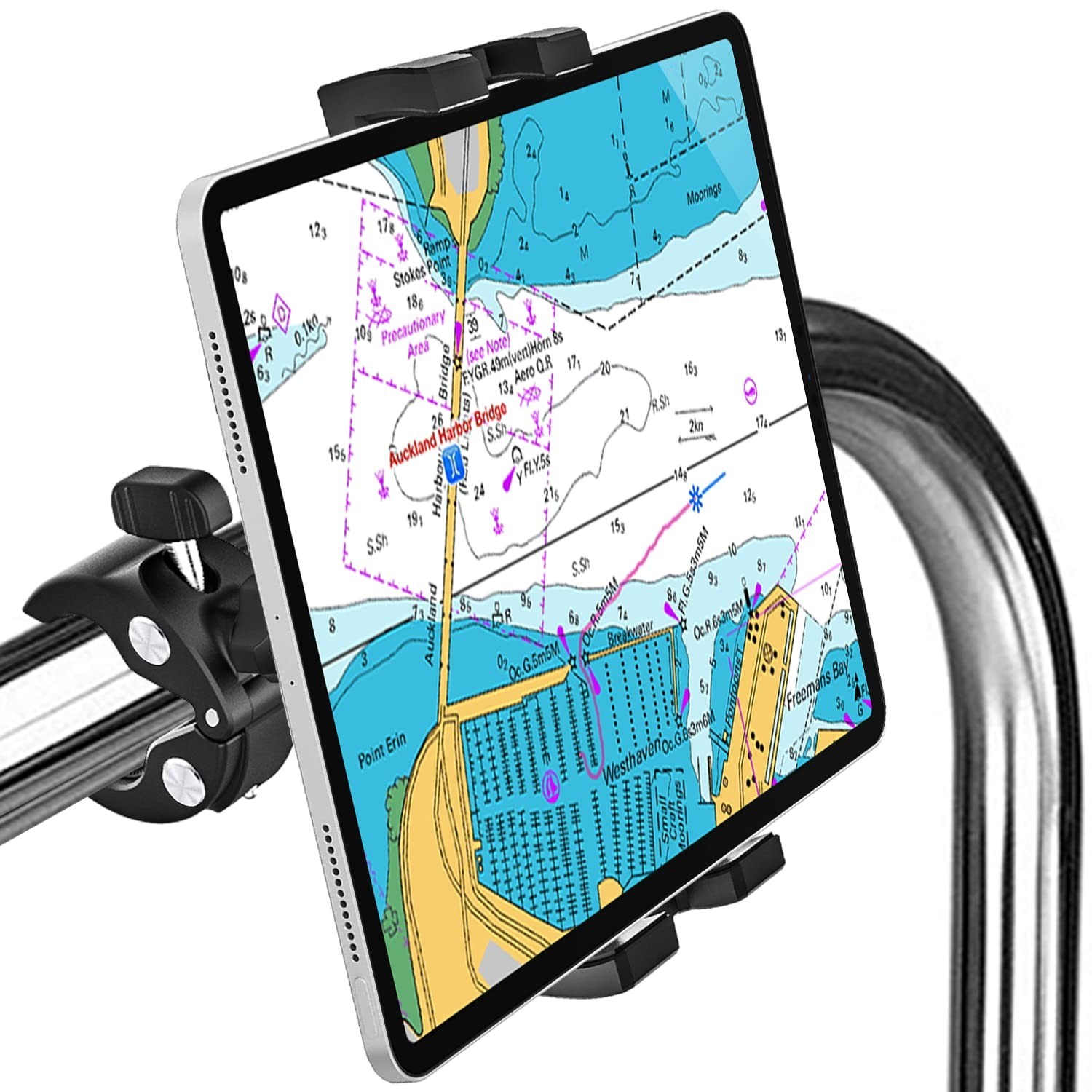 Boat Helm Tablet Mount Holder, Marine Pole Rail Phone Tablet Holder, Boat Han...