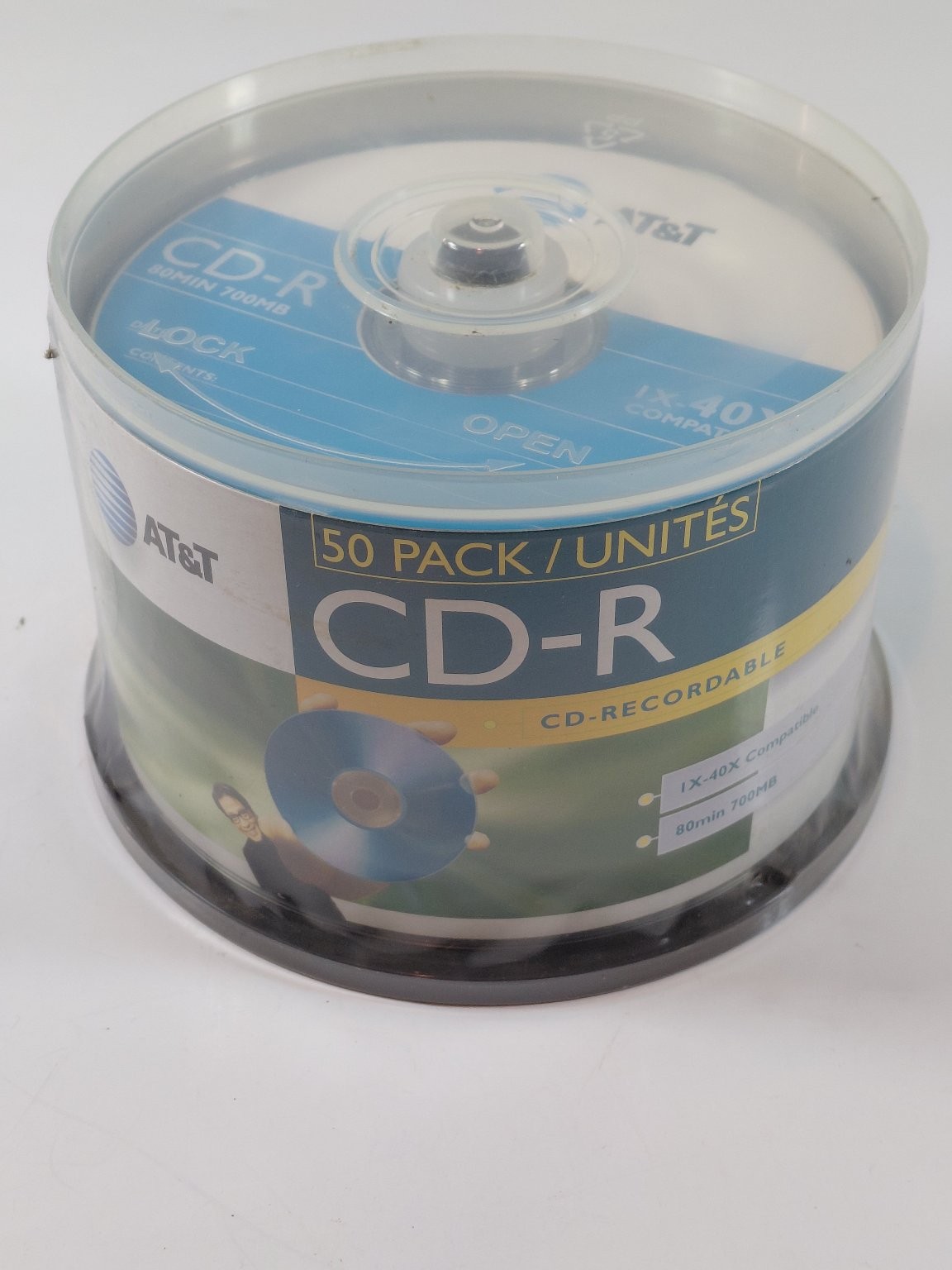 AT&T 50 Pack CD-R Recordable Discs 700MB 80min 1X-40X Speed Lifetime Warranty