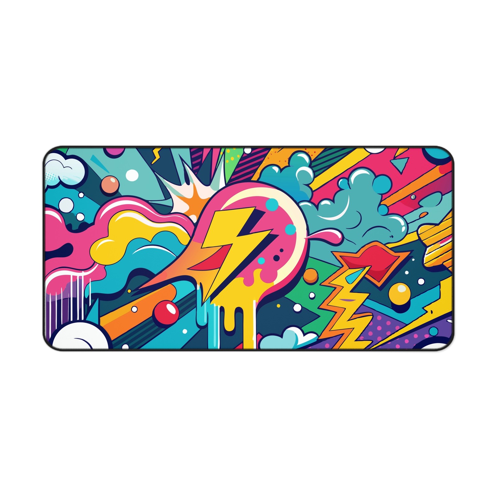 Pop Art Lightning Bolt Desk Mat | Colorful Retro Comic Mouse Pad