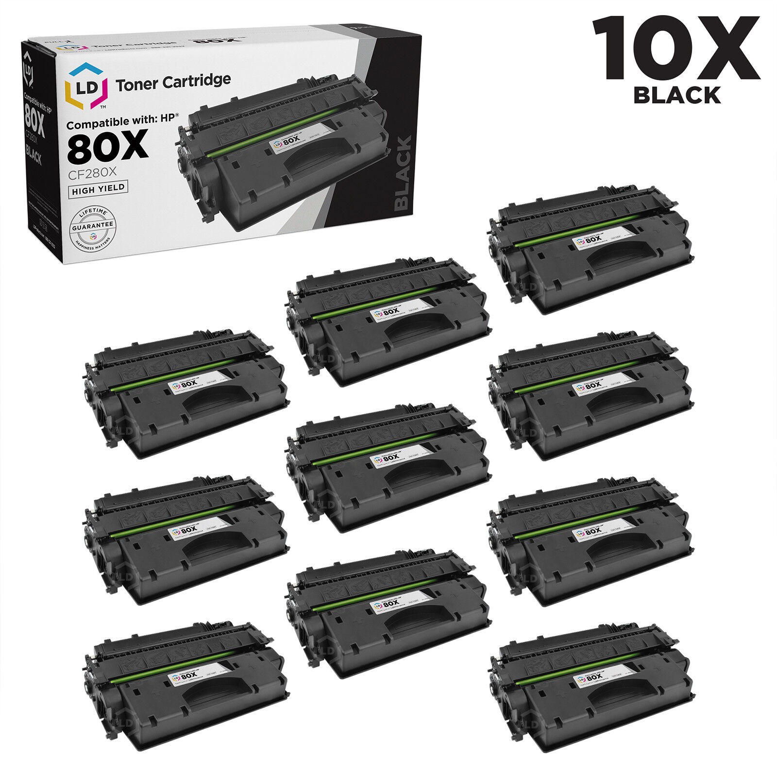 LD 10PK CF280X 80X Black High Yield Toner Cartridge for HP LaserJet M401n M425dn