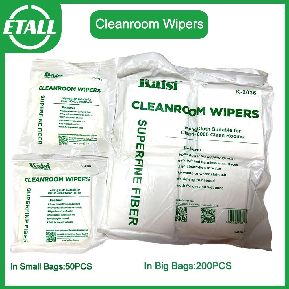 KAISI 50/200PCS 9x9cm Anti-Static Lint-Free LCD Cleaning Cloth for Phone Repair