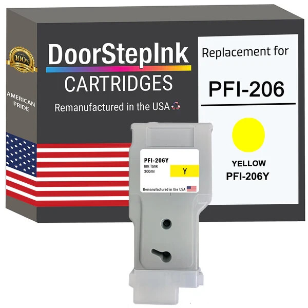 DoorStepInk Compatible Ink Cartridges For Canon PFI-206 Yellow300ml-USA