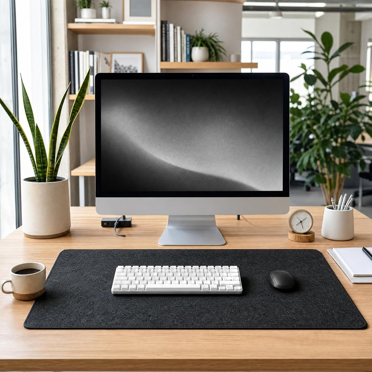 Large Felt Desk Mat for Keyboard and Mouse，Computer Desk Pad Protector | 35×12In