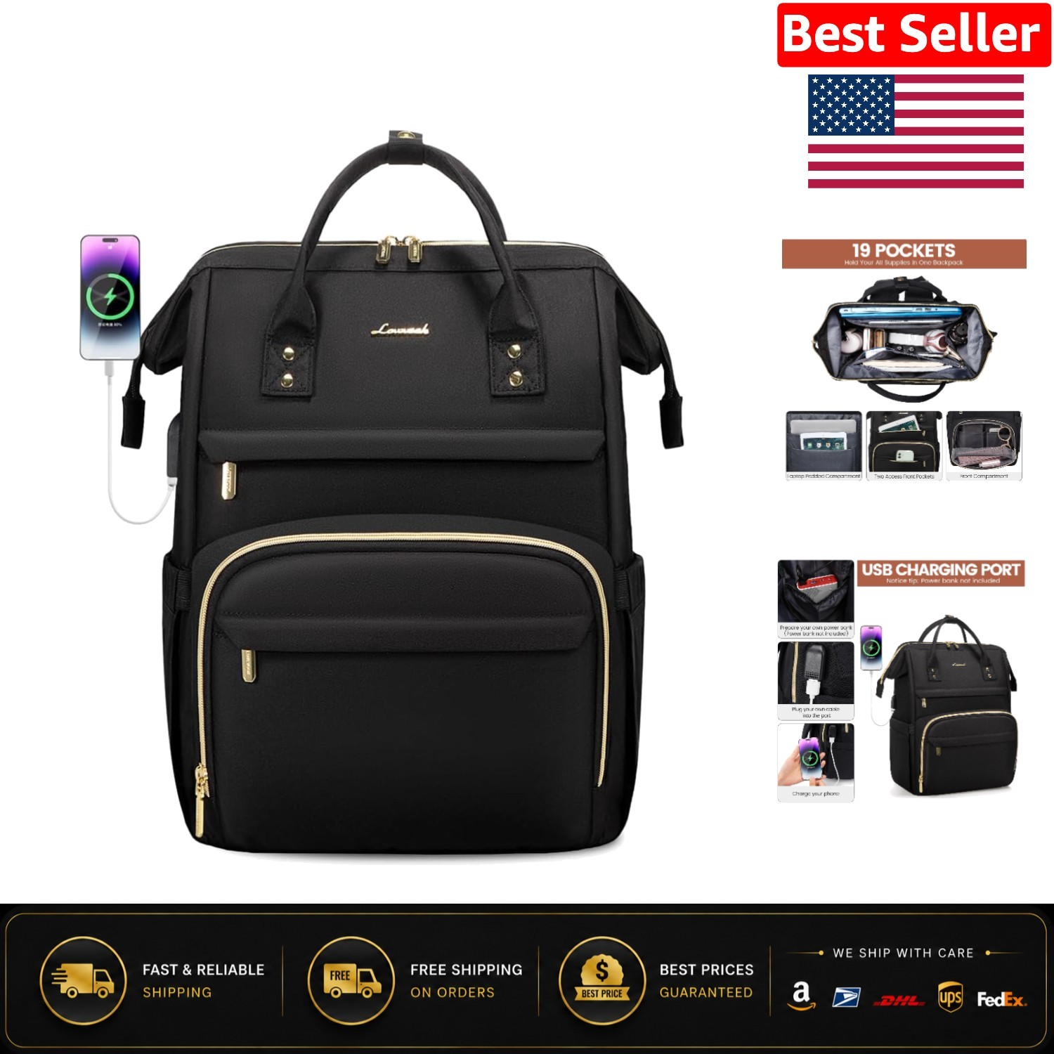 Versatile 15.6 Inch Women's Laptop Bag – Teacher & Nurse-Friendly with USB Port