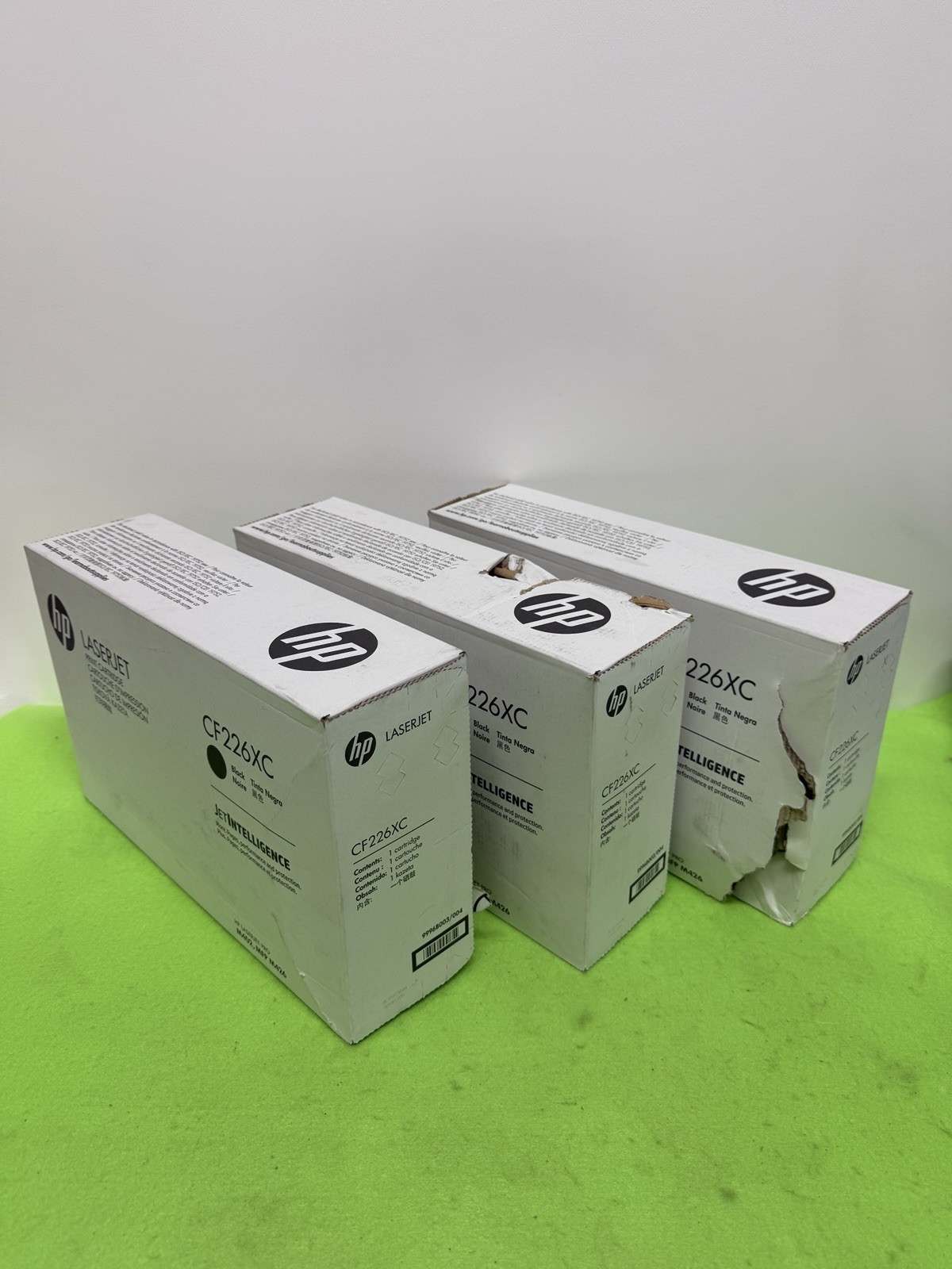 LOT OF 3 NEW OEM HP CF226XC Black Toner Cartridges 26X (crumpled boxes)