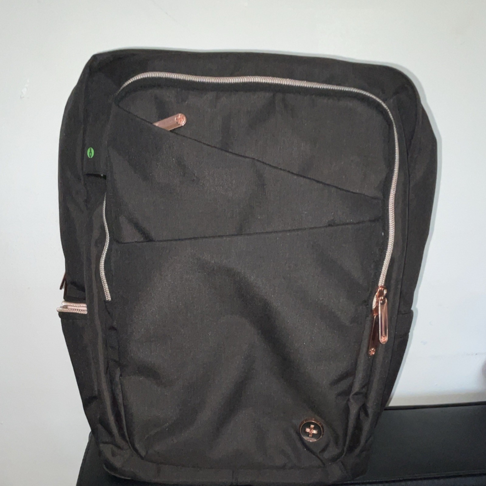 Swissdigital Design Black Pink Laptop Backpack for 15" 14" Padded Compartments
