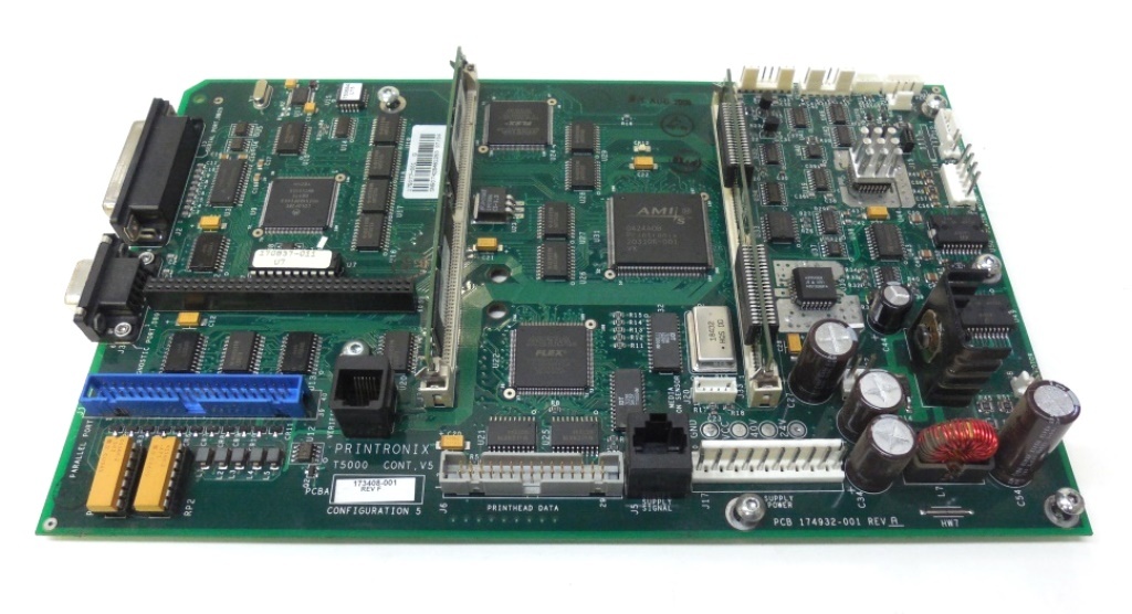 PRINTRONIX MAIN LOGIC BOARD T5000, PCB 174932-001, 174932, CONT. V5