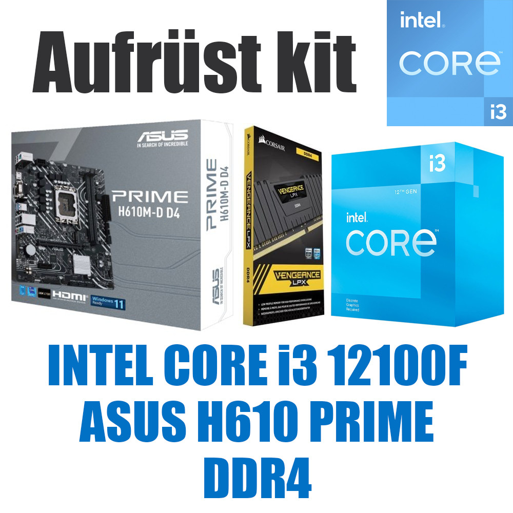 PC bundle upgrade kit gaming set Intel Core i3 12100F + ASUS motherboard + DDR4 RAM