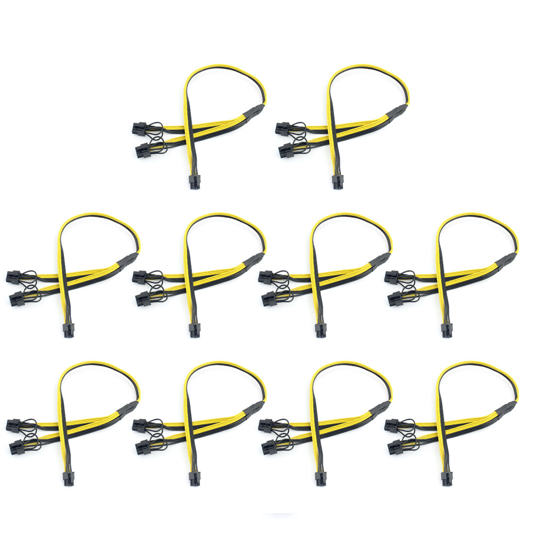 10x PCI-E PCIE 6Pin to Dual 8Pin 6+2Pin Adapter Graphics GPU Video Power Cable