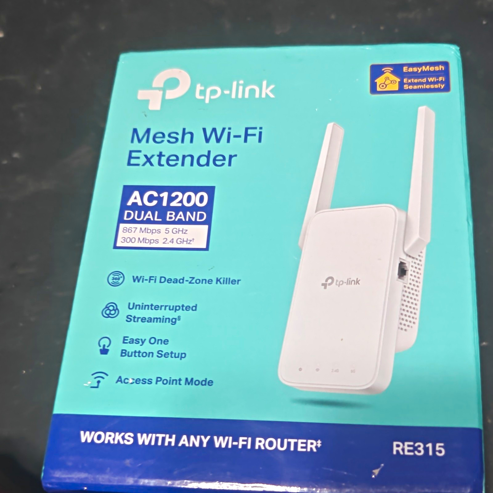TP-LINK RE315 AC1200 Dual Band Mesh Wi-Fi Extender EasyMesh, AP Mode RJ-45