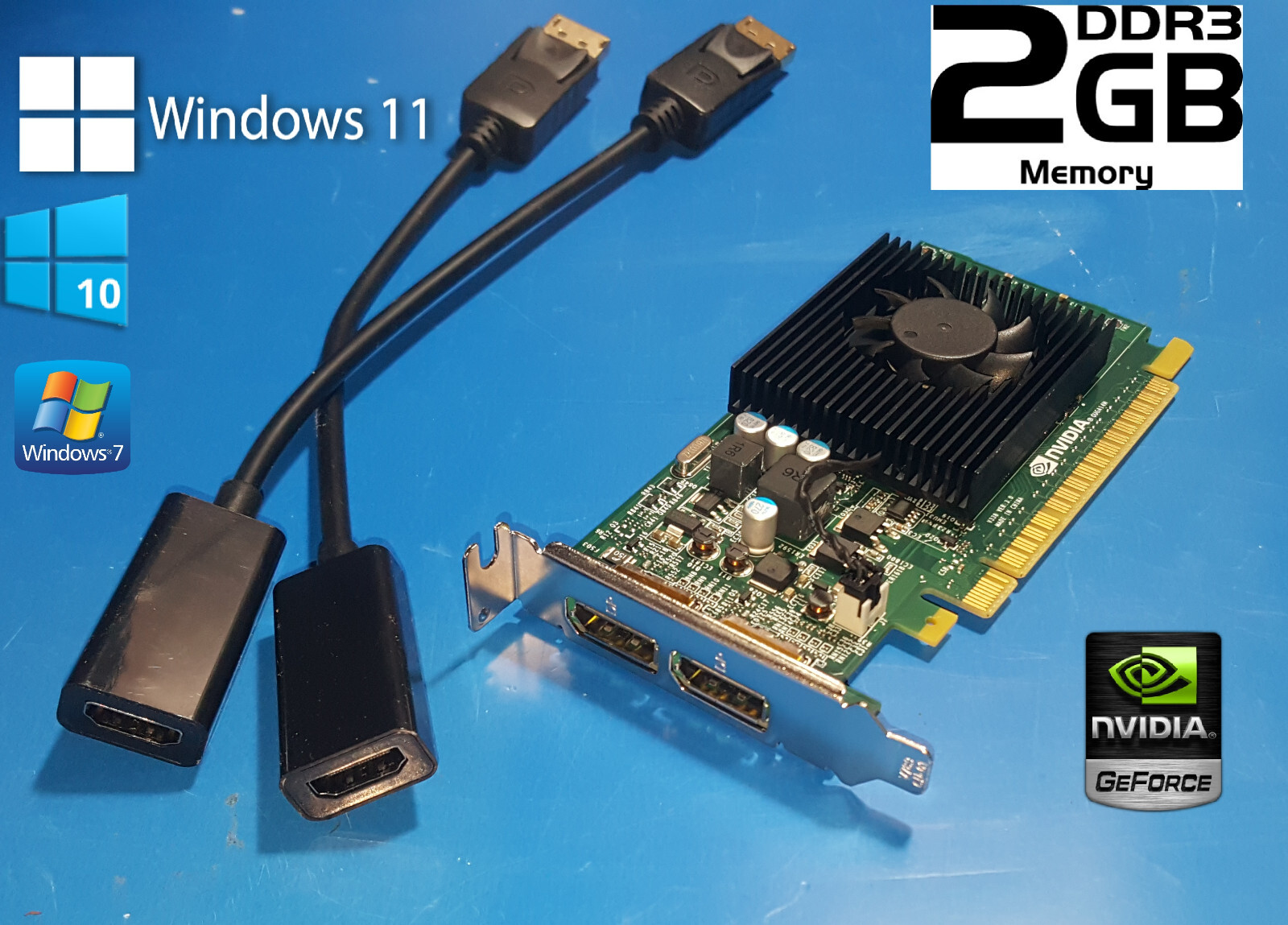 HP Compaq Elite 8000 8100 8200 8300 SFF Video Graphics Card w/ Dual HDMI Adapter