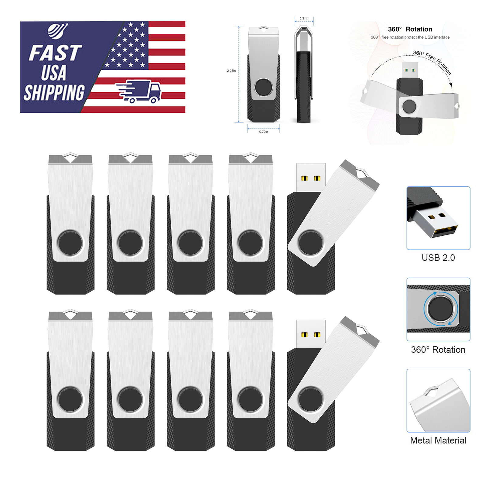 16G 32G 64G 128GB USB 2.0 Flash Drive Memory Stick Storage Thumb Pen Drives LOT 