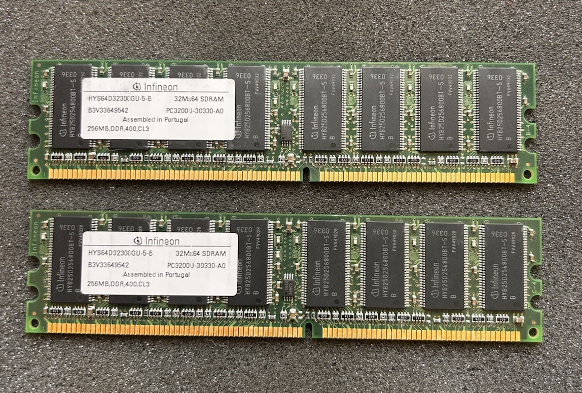 Infineon 256MBx2 DDR Desktop RAM Modules PC3200 (DDR-400)