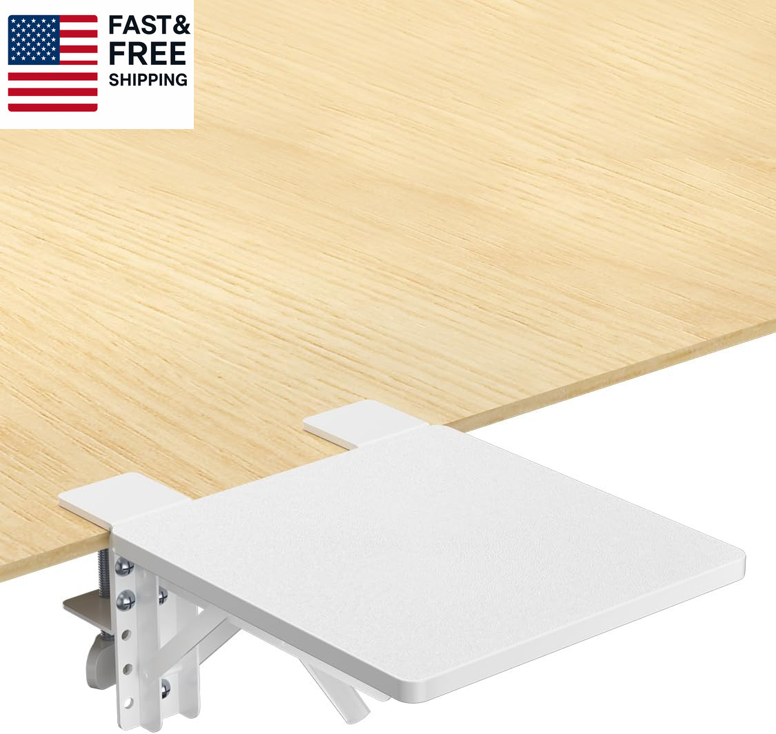 Ergonomics Desk Extender Tray, 9.5"X9.1" Clamp on Table Mount Arm Wrist Rest She